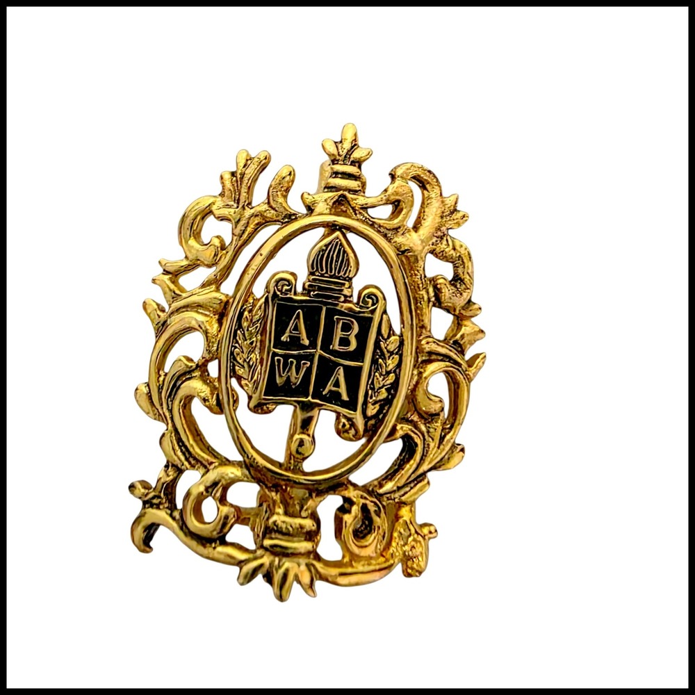 Vintage ABWA American Business Womens Association Gold Tone Crest Lapel Pin